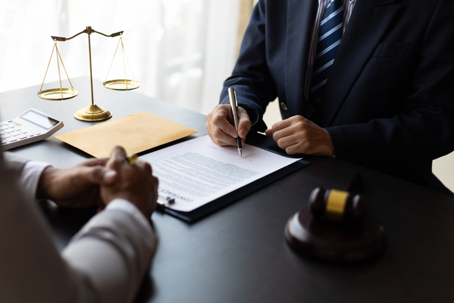 client consulting with a lawyer
